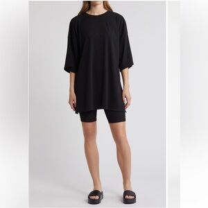 Black ribbed oversized top and biker shorts matching set by Dressed in LALA
